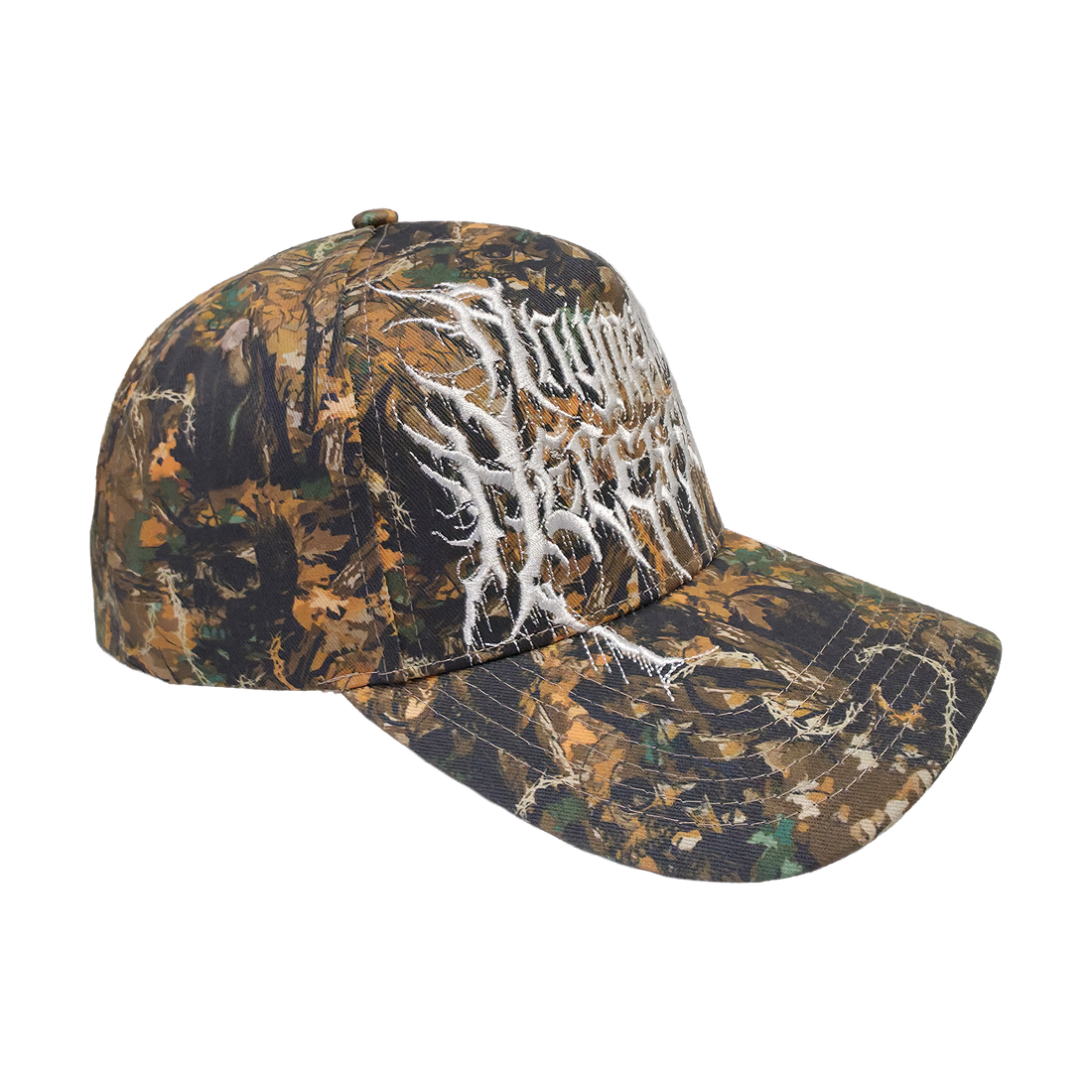 Camouflage Mayhem Hat by Any Means Necessary Clothing featuring a stylish camo design and adjustable fit.