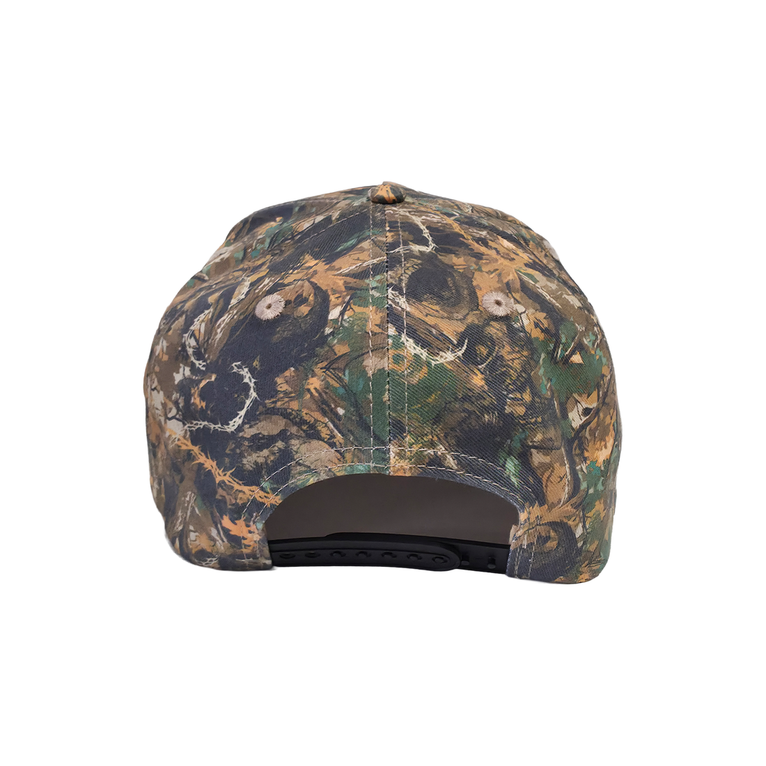 Camouflage Mayhem Hat by Any Means Necessary Clothing with adjustable strap and embroidered logo.