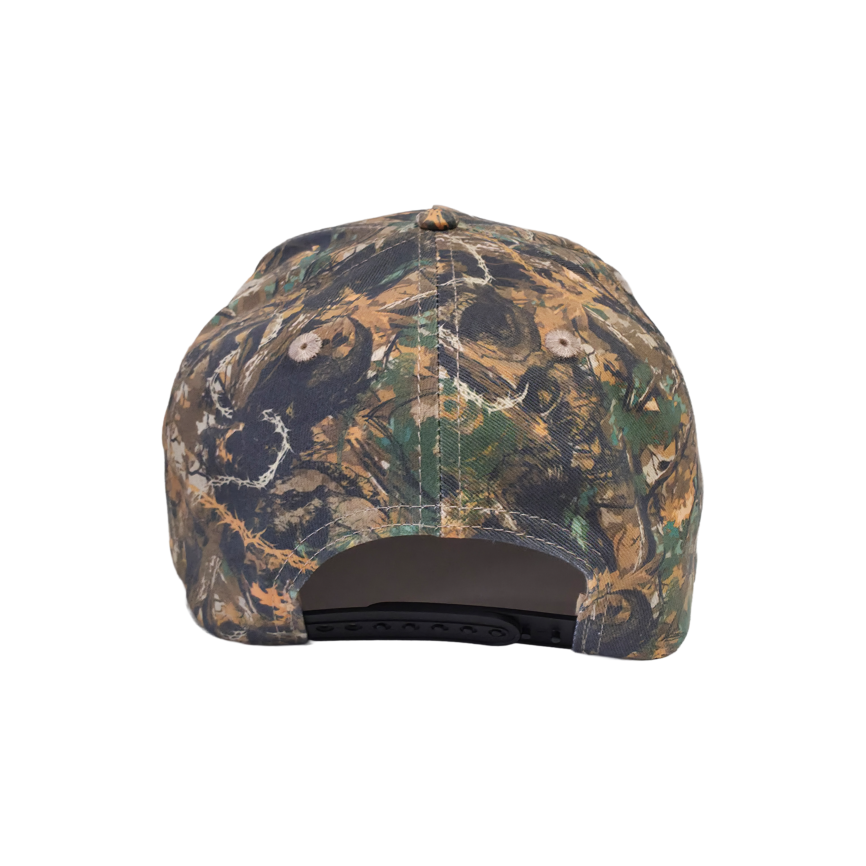 Camouflage Mayhem Hat by Any Means Necessary Clothing with adjustable strap and embroidered logo.