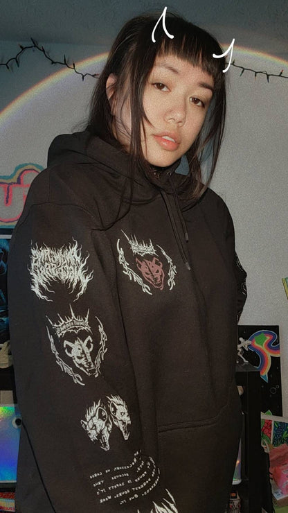 Mantra pullover hoodie by Any Means Necessary Clothing, featuring a comfortable fit and bold design, shown in the image.