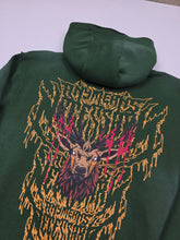 Green Trophy Pullover Hoodie by Any Means Necessary Clothing, showing front view with hood and logo design.