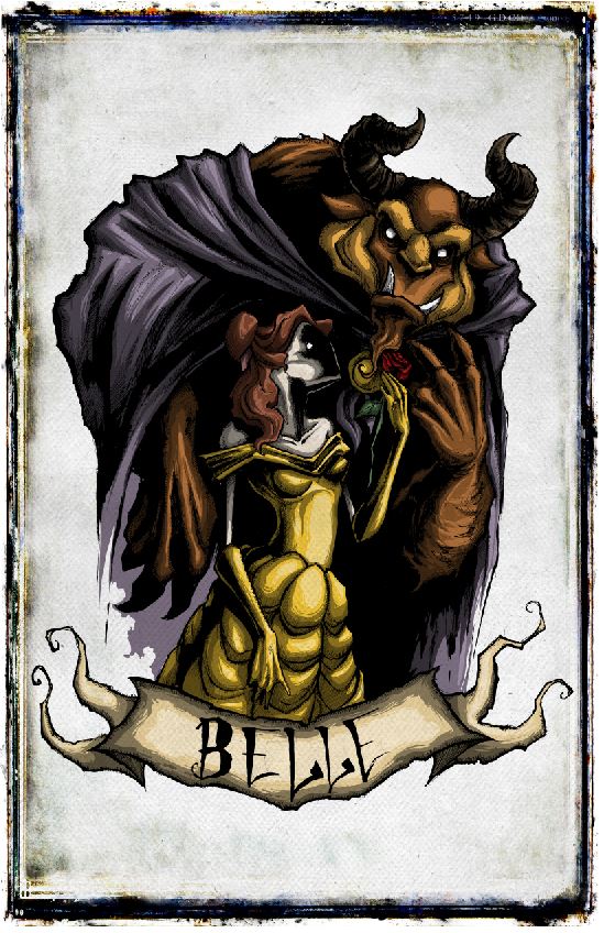 Disnee Darkness Prints poster featuring Belle from Disney in a dark, artistic style by Any Means Necessary Clothing.