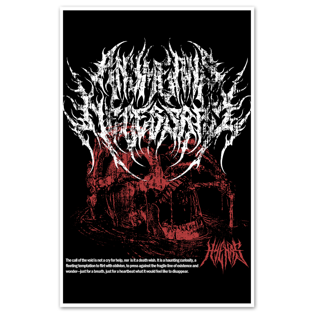 Call of the Void poster by Any Means Necessary Clothing featuring dark, abstract artwork in 11x17 inches.