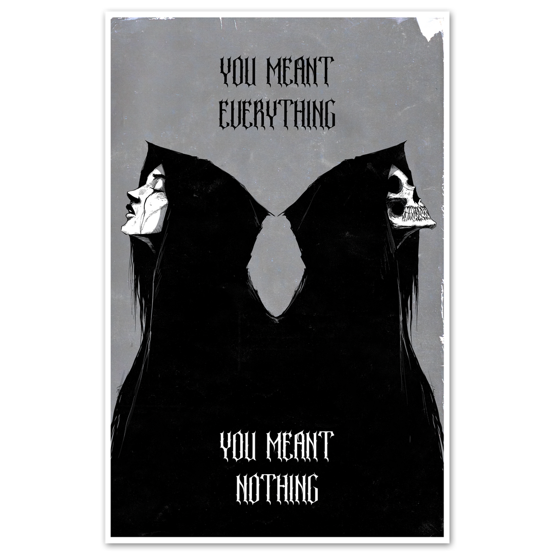 11x17 poster featuring the "Everything Nothing" print by Any Means Necessary Clothing, showcasing minimalist black and white artwork.