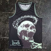 Front view of the Destroyer of Worlds Jersey shirt by Any Means Necessary Clothing with bold graphic design.