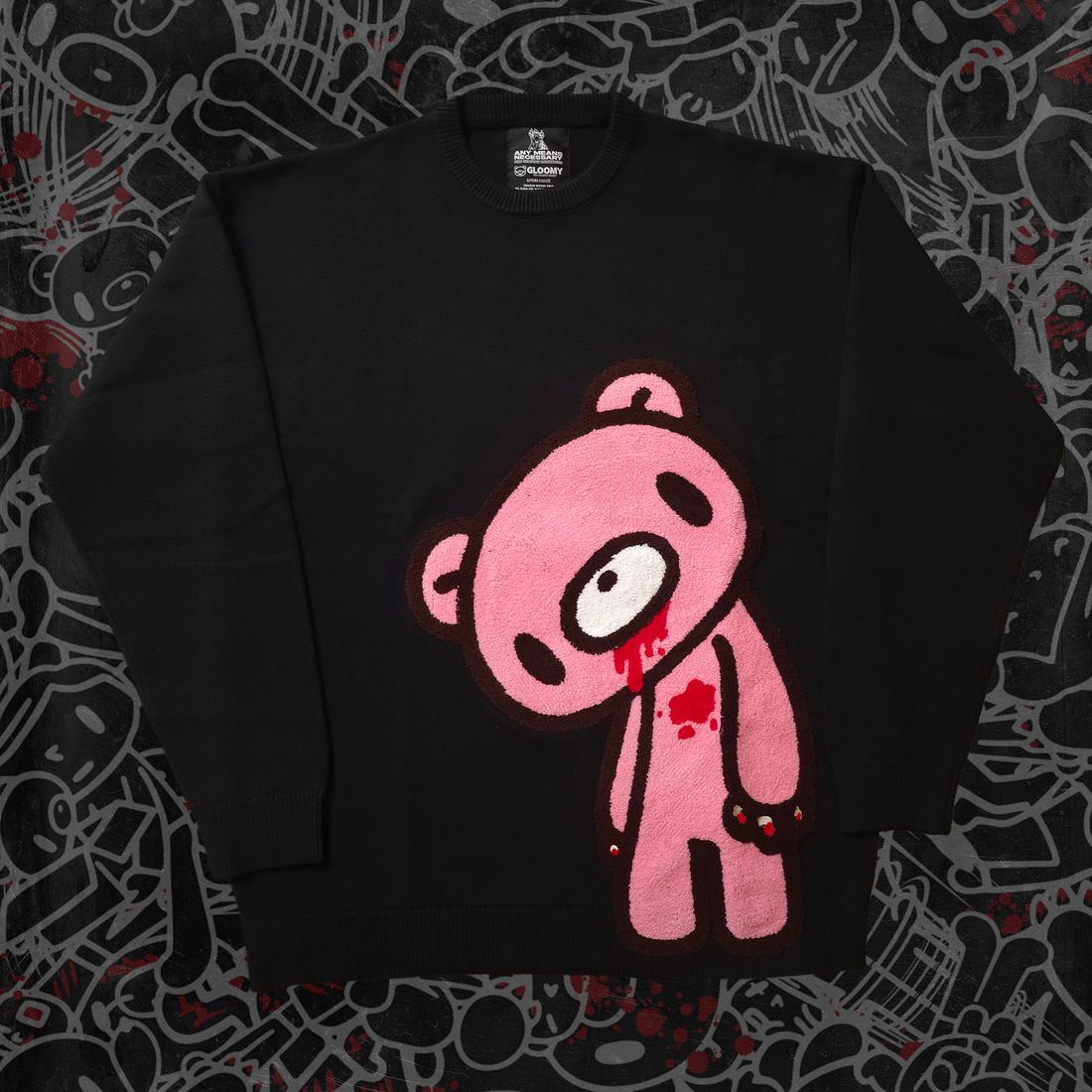 Front view of the Big Gloomy Knit Sweater by Any Means Necessary Clothing, featuring a cozy, dark-colored, chunky knit design.