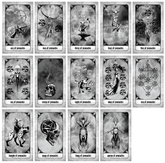 Minor Arcana Pentacles tarot cards from the Any Means Necessary Clothing tarot deck, featuring detailed pentacle illustrations.