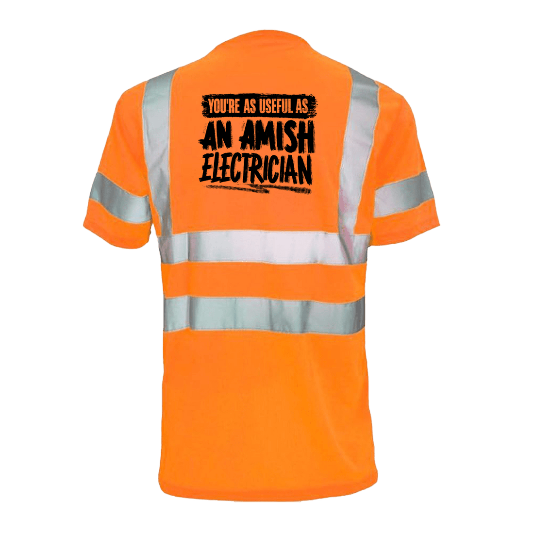Reflective Amish Electrician safety T-shirt by Armed American Supply, featuring high-visibility reflective strips for workplace safety.