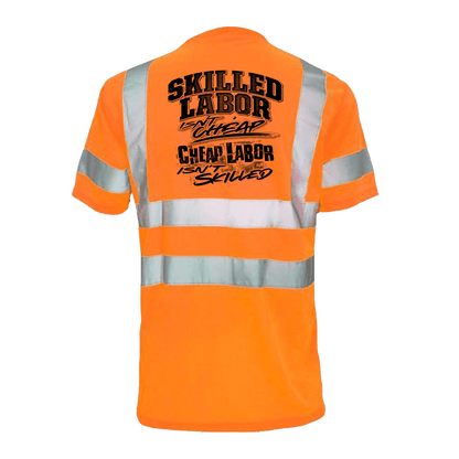 Reflective safety T-shirt by Armed American Supply with high-visibility reflective strips, designed for skilled labor workers.
