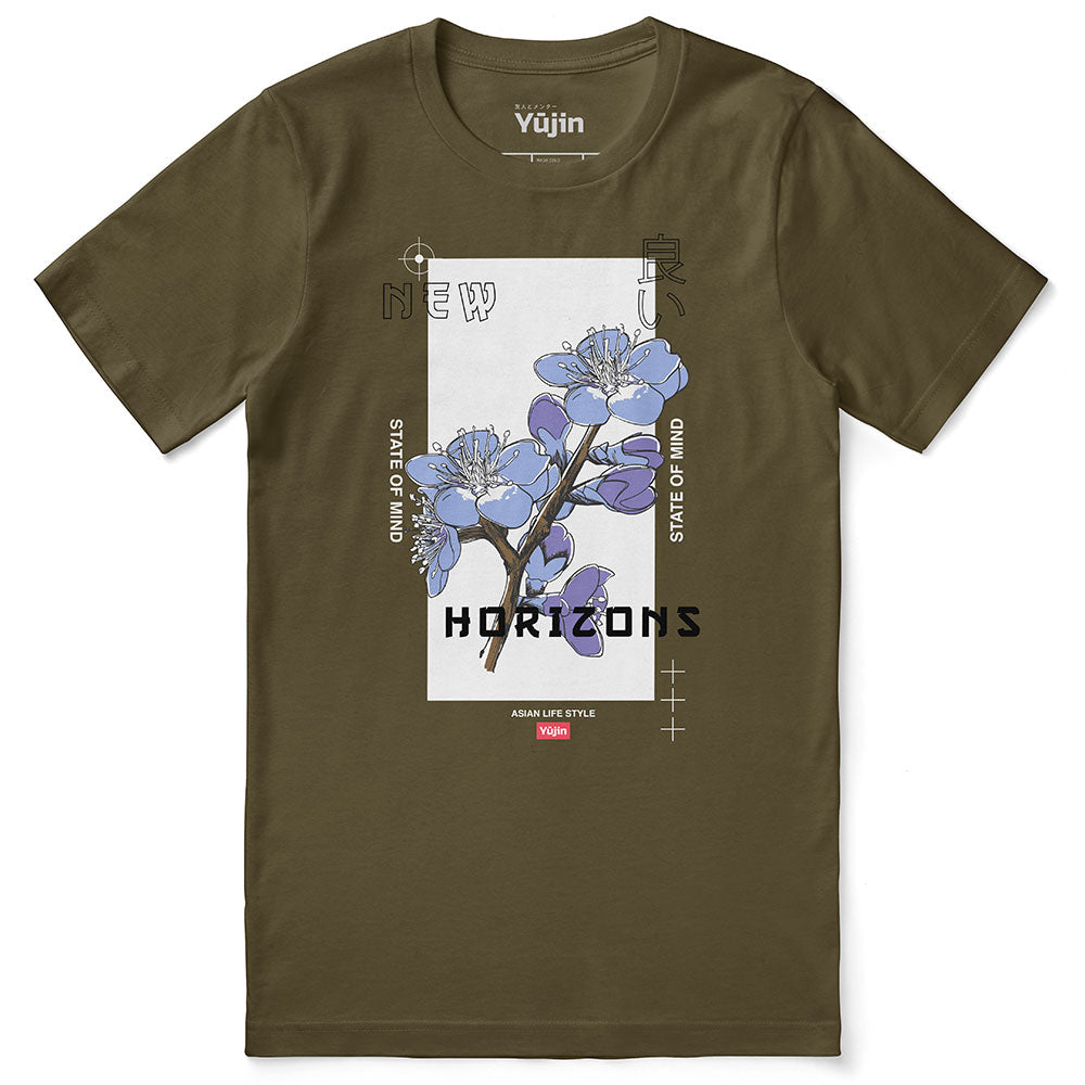 Yūjin Clothing Horizons T-Shirt featuring a stylish graphic design and comfortable fit, ideal for casual wear.
