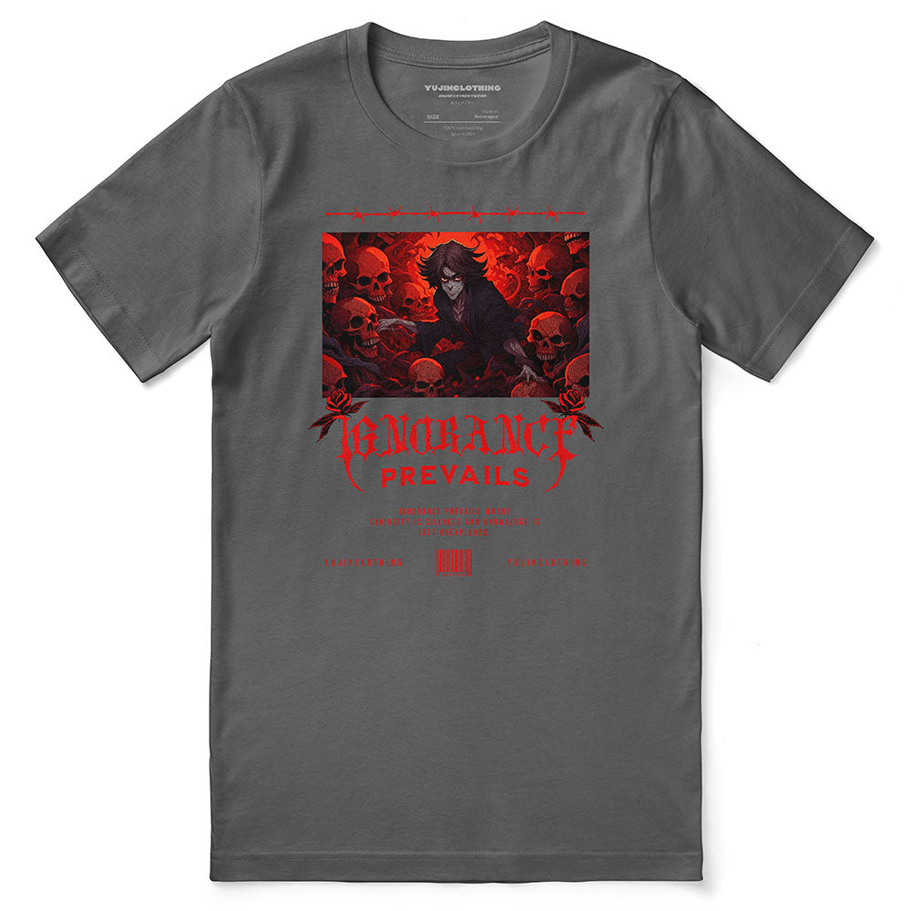Yūjin Clothing Ignorance T-Shirt featuring a casual fit and bold graphic design on soft fabric.