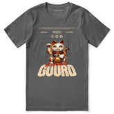 Yūjin Clothing Gourd Nightmare Cat T-Shirt featuring a spooky cat graphic on a casual black T-shirt.