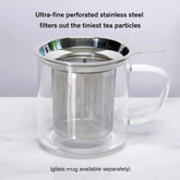 August Uncommon Tea One Cup Infuser in a mug, convenient tea infuser for brewing loose leaf tea easily.