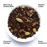 Dried spicy black tea leaves for Dirty Chai by August Uncommon Tea, featuring a rich, aromatic blend of chai spices and coffee notes.