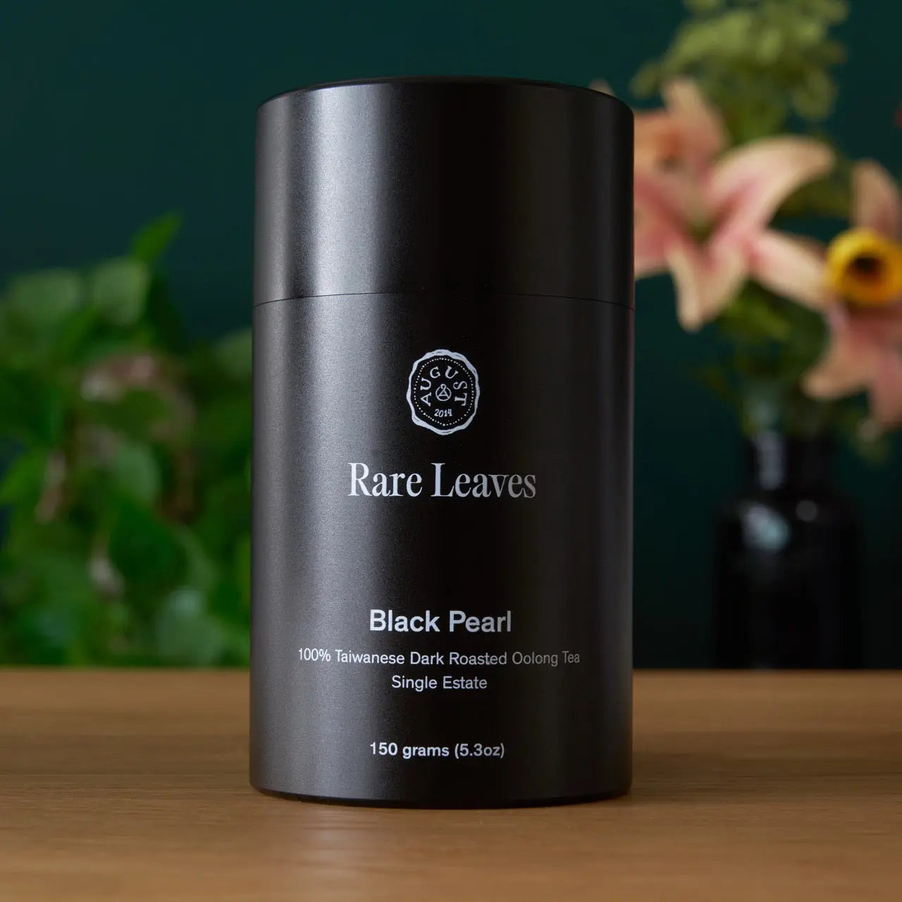 Luxury All The Rare Leaves Tea Gift Set bundle by August Uncommon Tea in black pearl tin with assorted rare leaf teas.