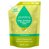 Puracy Baby Shampoo & Body Wash bottle with tear-free formula, gentle for baby&