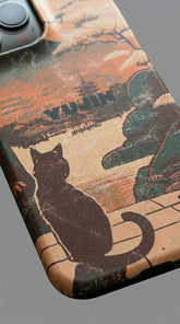 Japanese Cat iPhone® Snap Case featuring a colorful cat illustration, designed for iPhone models by Yūjin Clothing.