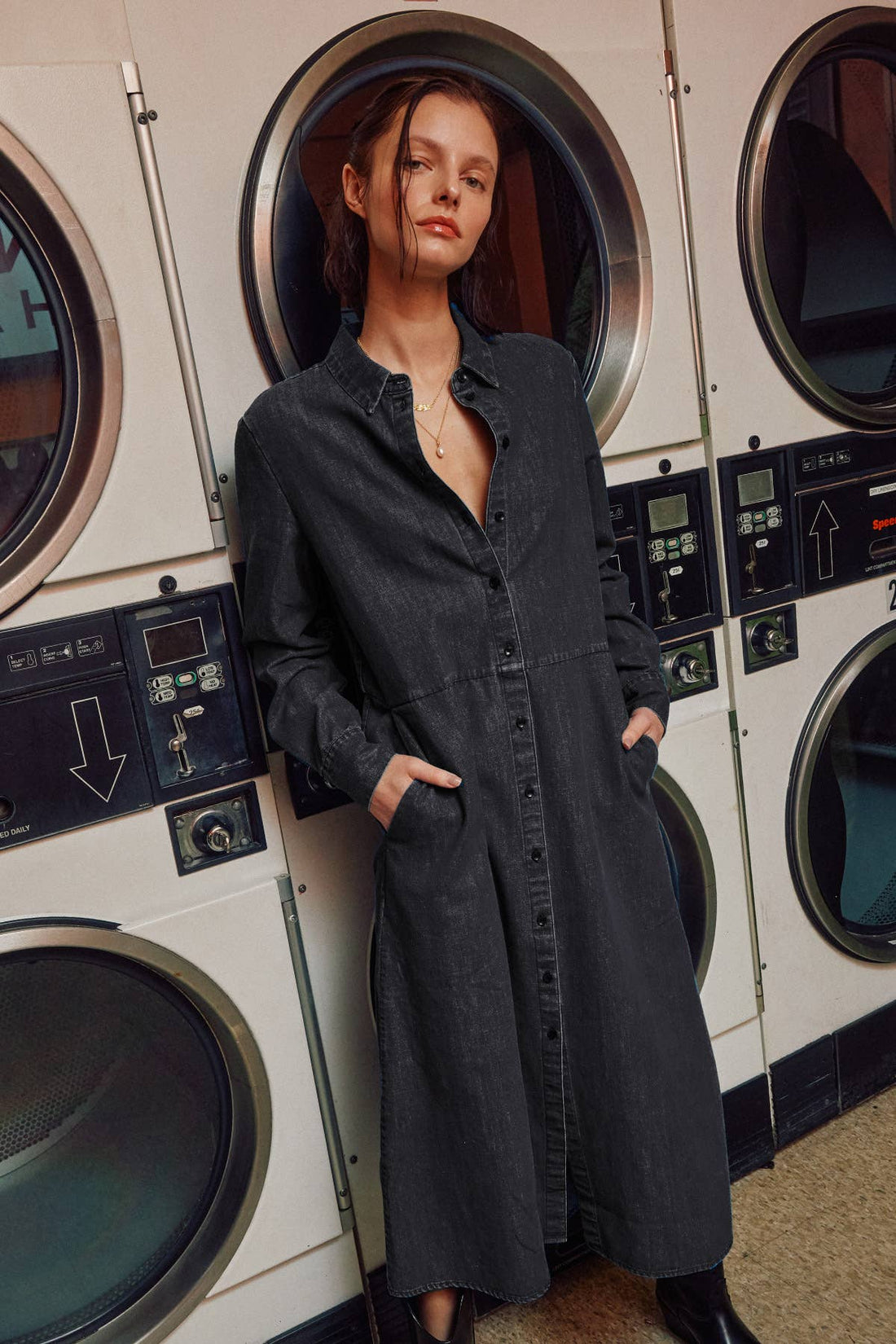 Fitkitty Culture denim shirt dress from The Sunday Stroll collection, casual women&