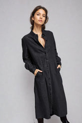 Fitkitty Culture denim shirt dress, Sunday Stroll style, featuring casual button-up design and classic denim fabric.