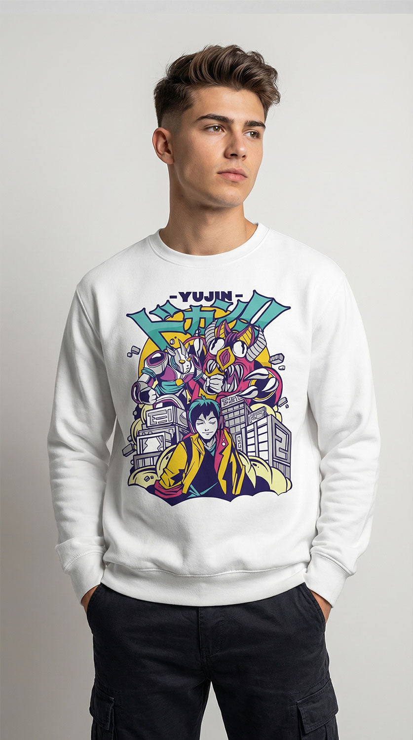 Yūjin Clothing City Life premium sweatshirt featuring a casual urban design, soft fabric, and comfortable fit.