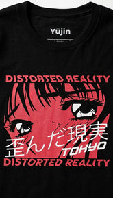 Distorted Reality T-Shirt by Yūjin Clothing featuring a bold, abstract print on a comfortable casual tee.