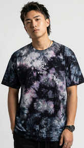 Japanese Love Tie-Dye T-Shirt by Yūjin Clothing featuring vibrant, swirling tie-dye patterns on a casual T-shirt.