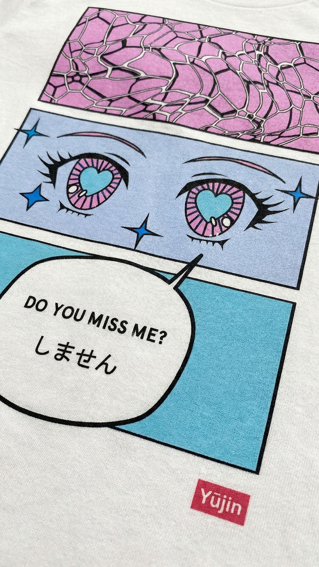 Yūjin Clothing Miss Me T-Shirt featuring a casual fit and stylish design, displayed on a plain background.
