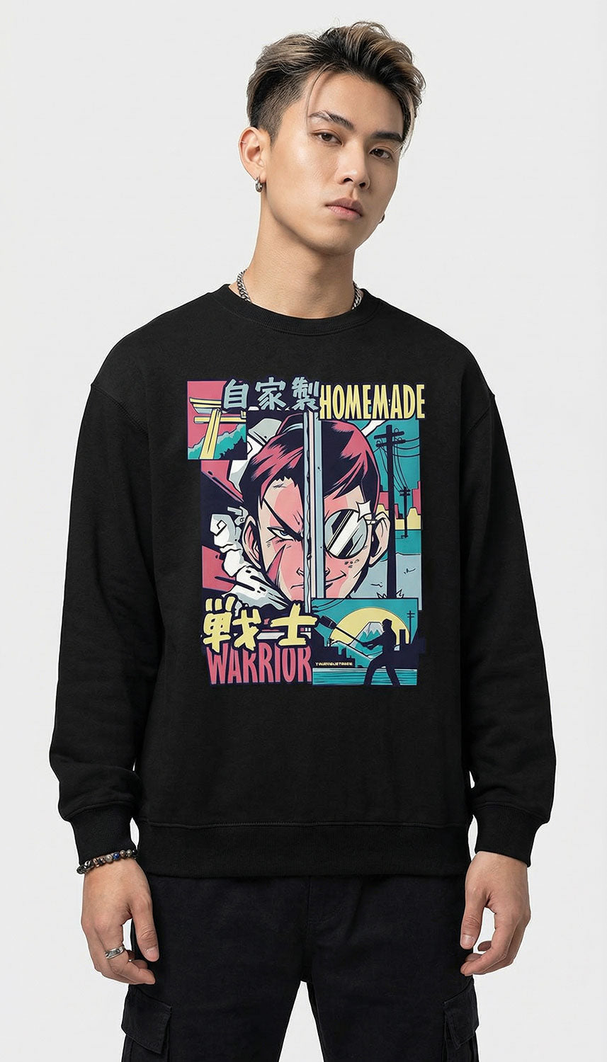 Homemade Warrior sweatshirt by Yūjin Clothing featuring a comfortable fit and bold design, perfect for casual wear.