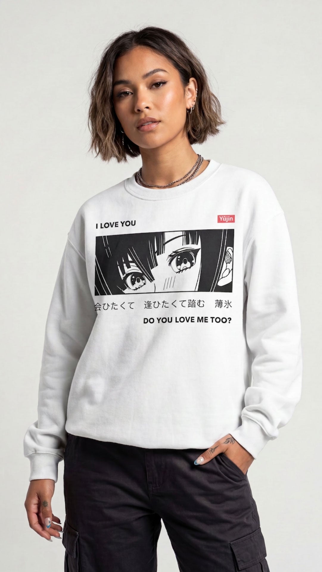 Yūjin Clothing I Love You sweatshirt featuring a cozy, casual design with the phrase "I Love You" on the front.