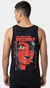 Yūjin Clothing Shizuoka Tank Top displayed on a hanger, featuring a casual sleeveless design in soft fabric.