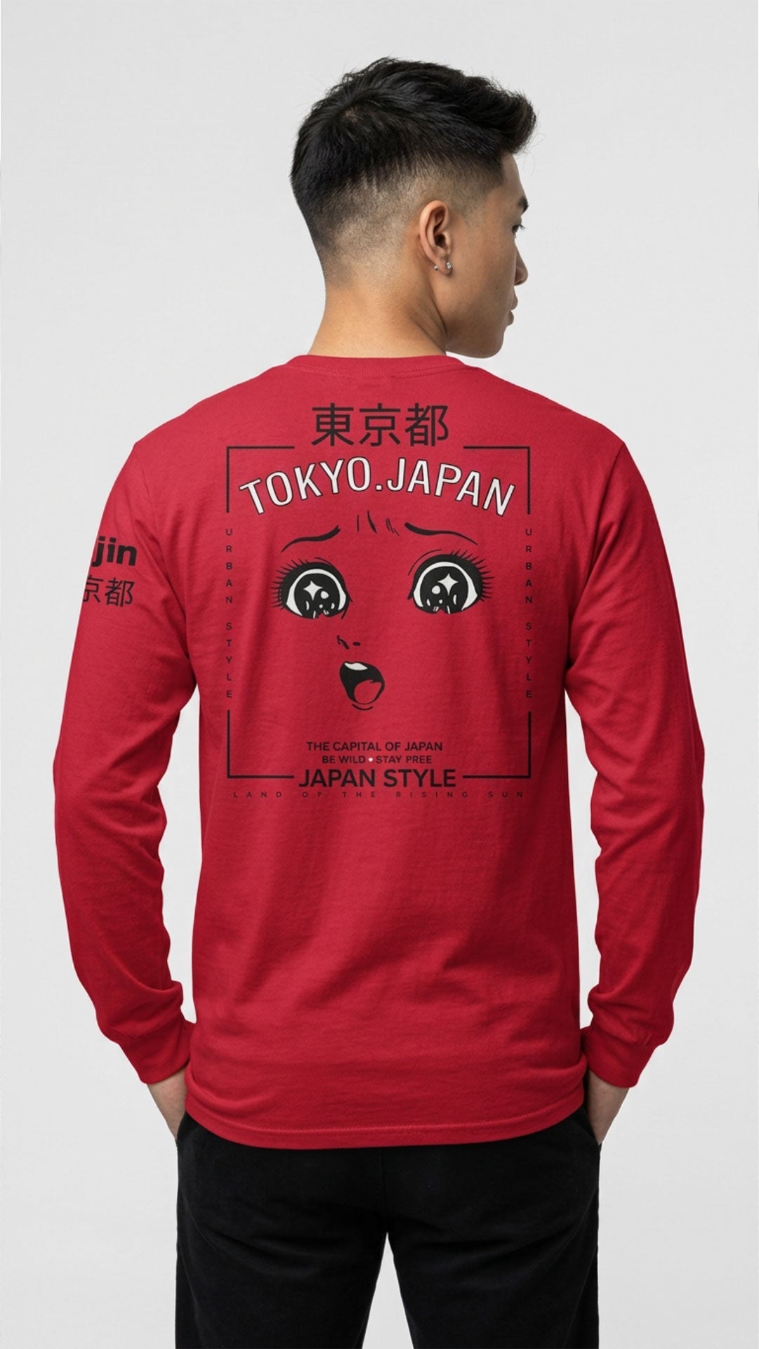 Japan style long sleeve T-shirt by Yūjin Clothing, featuring traditional-inspired design and comfortable fabric.