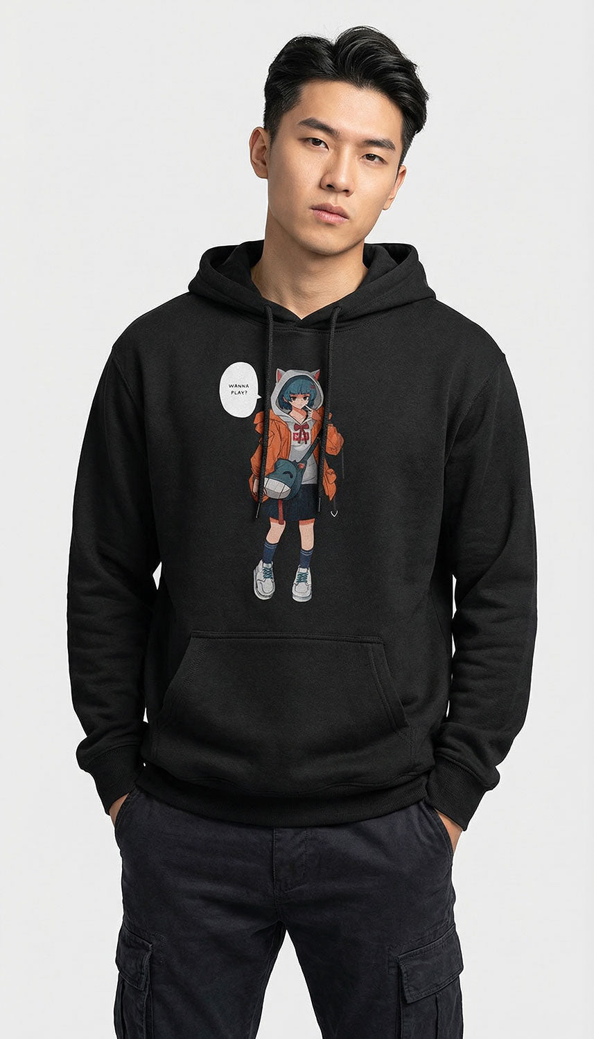 Yūjin Clothing Drippin Kitten Hoodie featuring a graphic kitten design, soft fabric, and a comfortable fit in stylish streetwear style.