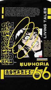Yūjin Clothing Euphoria T-Shirt featuring a vibrant graphic design and comfortable fit, made from soft, breathable fabric.
