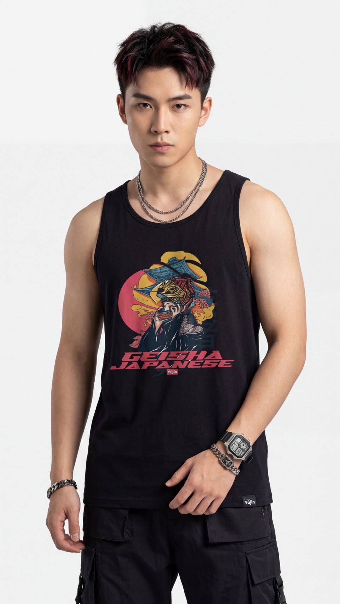 Yūjin Clothing Geisha tank top featuring traditional Japanese-inspired design and lightweight fabric, casual wear for women.