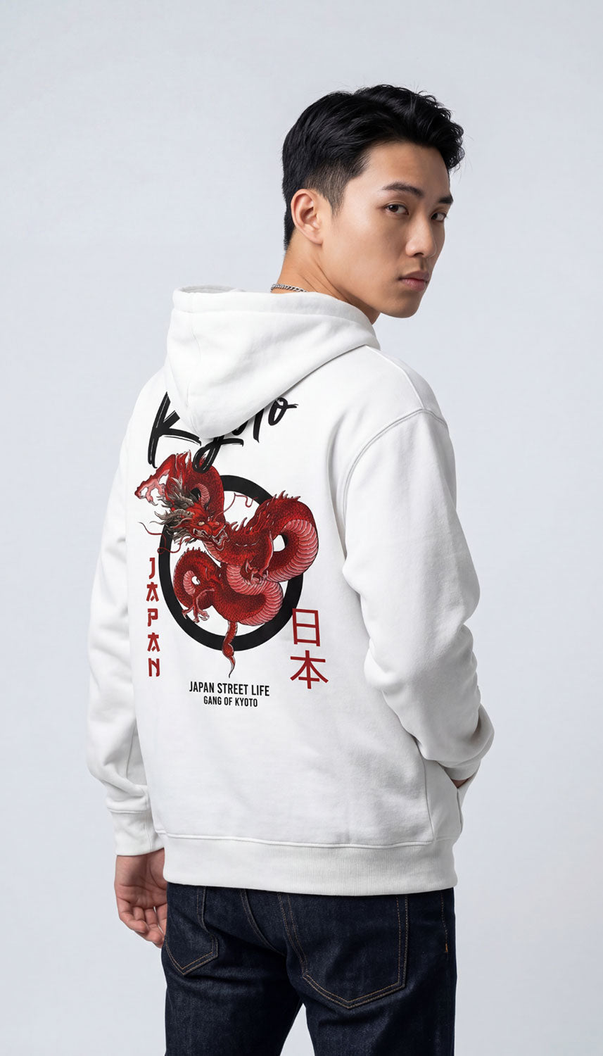 Yūjin Clothing Kyoto Hoodie featuring a soft fabric, hood with drawstrings, and a stylish design perfect for casual wear.