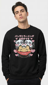 Yūjin Clothing cute ramen pandas sweatshirt featuring a cozy, graphic design with panda and ramen motifs on soft fabric