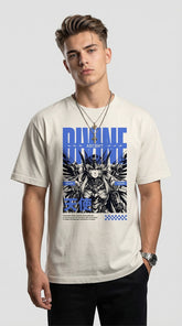 Yūjin Clothing Divine Ascent oversized faded T-shirt with relaxed fit and distressed design, featuring a casual, vintage-inspired style.