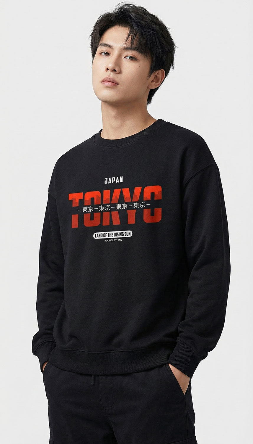 Yūjin Clothing Japan sweatshirt featuring a comfortable fit and stylish design, shown in a close-up of the fabric and logo.