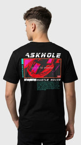 Yūjin Clothing Hustle T-Shirt in black, featuring a casual fit and bold graphic design on the front.