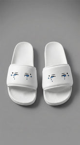 Yūjin Clothing Last Tear Slides featuring comfortable slip-on design with stylish strap details and casual footwear style.