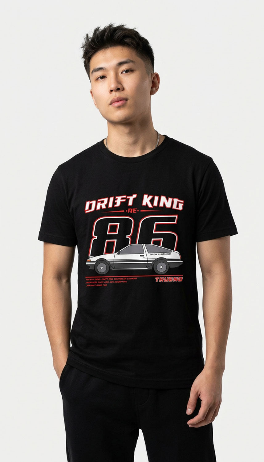 Yūjin Clothing Drift King T-Shirt featuring a stylish graphic design on a comfortable casual shirt for streetwear style.