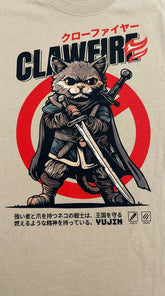 Yūjin Clothing Clawfire Oversized Faded Cat T-Shirt showing a relaxed fit with a faded cat graphic print on soft fabric