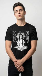 Yūjin Clothing Deep Darkness T-Shirt featuring a black fabric with a minimalist design and comfortable fit.