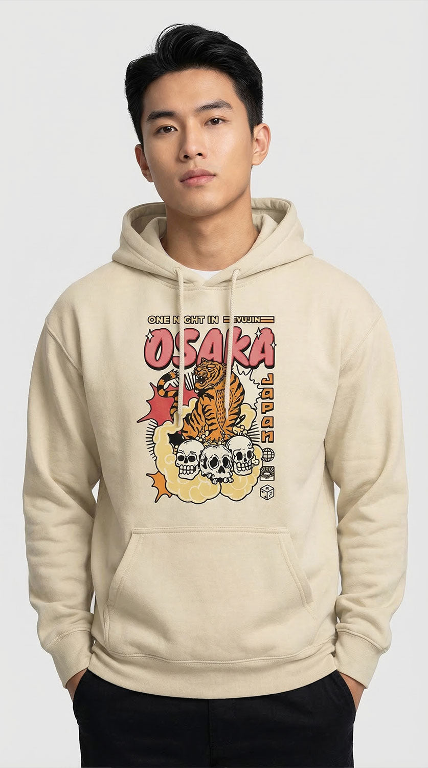 Yūjin Clothing One Night Osaka hoodie featuring a comfortable fit with bold city-inspired graphic design.