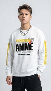 Anime Talk sweatshirt by Yūjin Clothing featuring a vibrant anime graphic on soft, comfortable fabric perfect for casual wear.