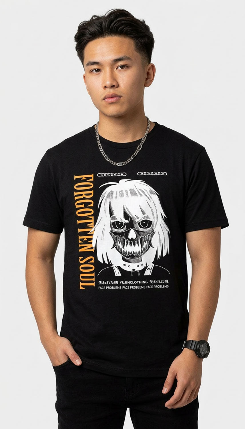 Yūjin Clothing Forgotten Soul T-Shirt featuring a graphic design, casual fit, and soft fabric for everyday wear.