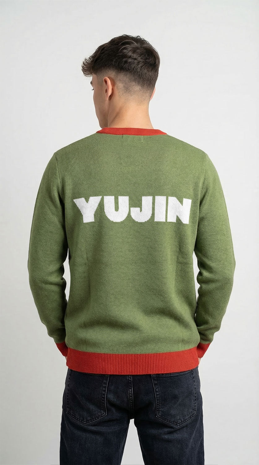 Yūjin Clothing Christmas Hater Cat sweatshirt featuring a festive design with a cat illustration and holiday-themed graphics.