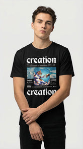 Divine Creation Cat T-Shirt by Yūjin Clothing featuring a detailed cat graphic on a comfortable cotton tee.
