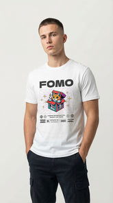 Yūjin Clothing FOMO cat T-Shirt featuring a playful cat graphic on soft fabric, casual fit perfect for everyday wear.