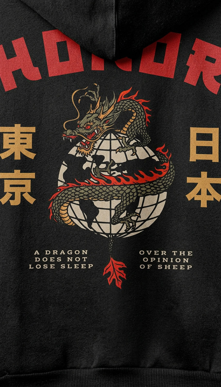 Yūjin Clothing Honor Hoodie featuring a comfortable fit, soft fabric, and stylish design, ideal for casual wear.